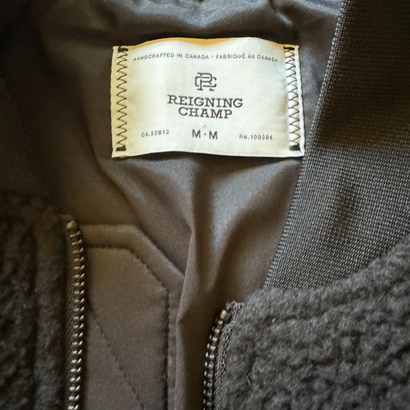 REIGNING CHAMP POLARTEC SHERPA FLEECE VARSITY JACKET BLACK MEDIUM - Picture 3 of 6